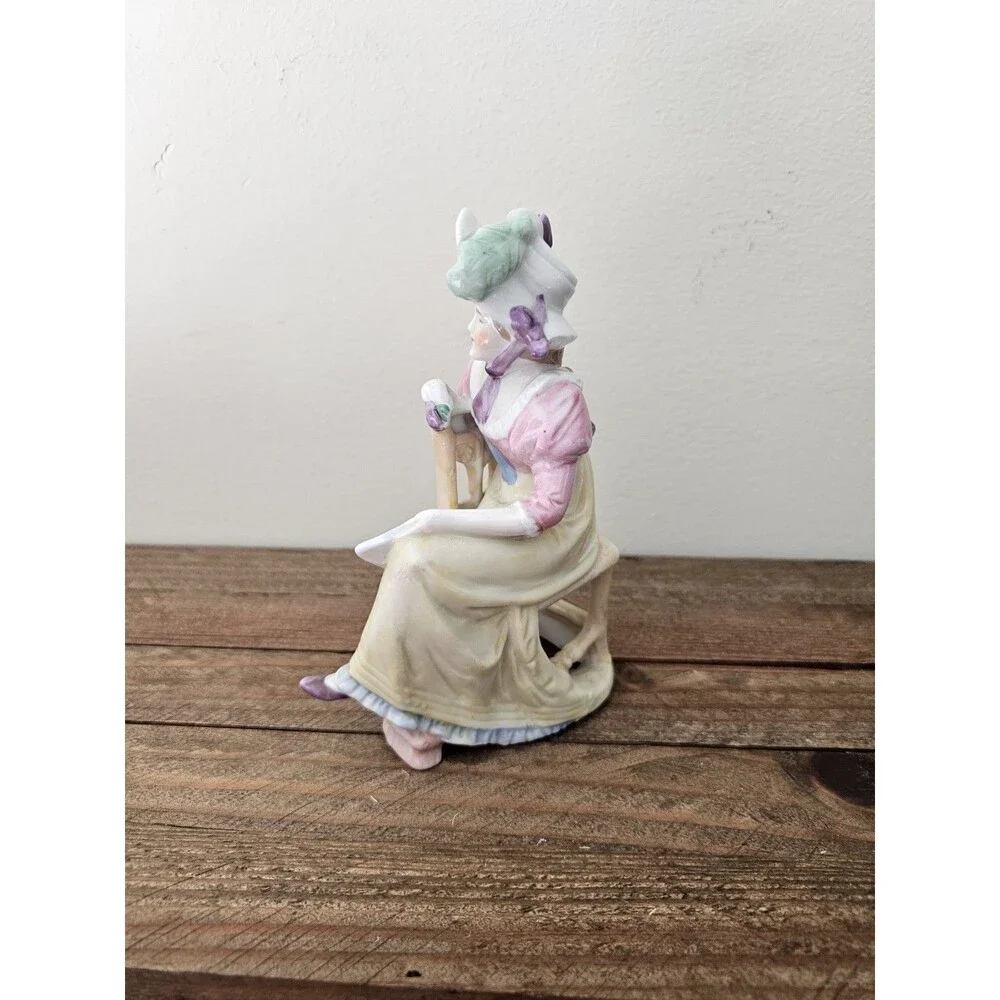 Vintage German Figurine Lady Sitting In Chair Parlor Figure DEP 9529